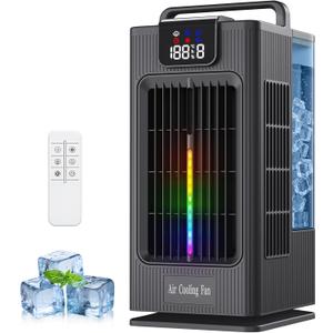 Portable Air Conditioner, 4-in-1 Personal Mini Air Conditioner Cooling Fan, 2000ML Portable AC Evaporative Air Cooler with 1-8H Timer, 120 Oscillation, 4 Speeds & 7 RGB Light Modes for Room Office