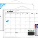 MaxGear Monthly Calendar Dry Erase Board for Wall, 16"x12" Small Hanging Double-Sided White Board, Portable Whiteboard for Planning, Drawing, Memo, to Do List, School, Home, Kitchen, Office