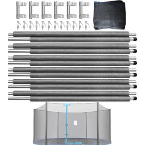 Zoomster Trampoline Replacement Enclosure Pole with 14FT Trampoline Enclosure Net, Fit for Round Trampoline with 6 Poles (No Tool Needed. Can be Assembled by only one Adult)