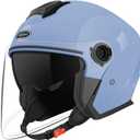 Motorcycle Double Visor Helmet,Adult Motorbike Bump Safety Helmet 3/4 Open Face Sun Shield Keep Warm Against Wind in Winter for Men and Women DOT Approved (Medium)