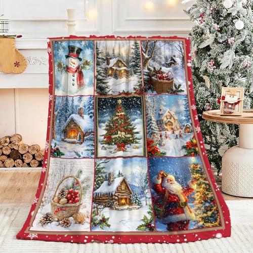 Christmas Snowman Blanket for Women, Snowman Decor Fleece Blanket Gifts for Boys Girls, Warm Cozy Soft Flannel Christmas Stuff for Bed Sofa Couch 50" x 40"