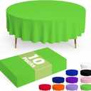 Pureegg Plastic Table Cloth Disposable 10 Pack, 84'' Round Table Cloths, St Patricks Day, Christmas Decorations, Tablecloths, Round, Forest, Emerald, Plastic Cover, Leakproof & Sturdy, Green