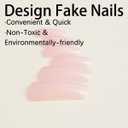 Duck Press On Nails Long Fake Nails Nude False Nails With Designs Acrylic Nails Glossy Stick On Full Cover Artificial Glue On Nail For Women Girls DIY Decoration Kit 24Pcs