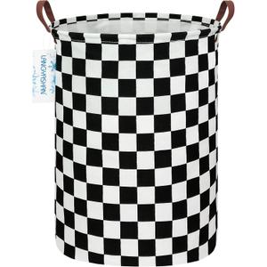 LANGYASHAN Laundry Basket Canvas Fabric Collapsible Organizer Basket for Storage Bin Toy Bins Gift Baskets Bedroom Clothes Children Nursery Hamper (Racing Flag)