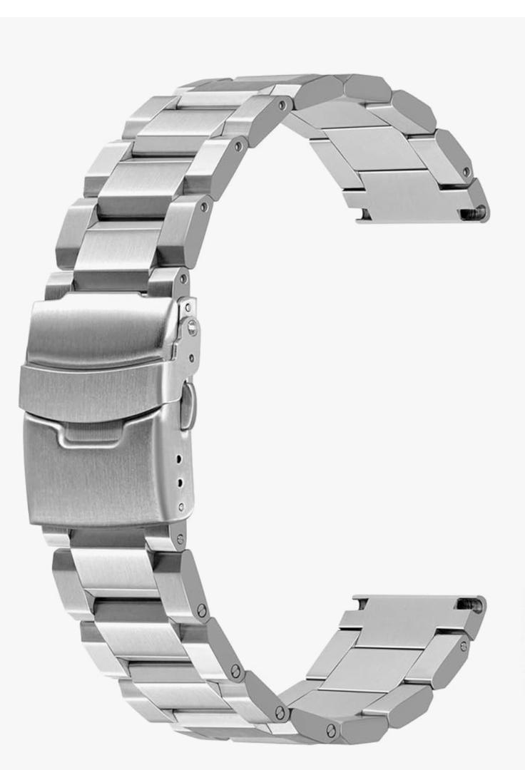 Juntan 18mm 20mm 22mm 24mm Classic Stainless Steel Watch Band Silver Black Brushed Metal Watch Strap for Women Men Watch Replacement Band Double Buckle