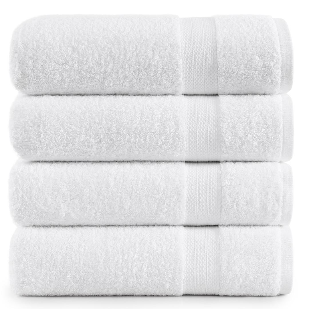 4 x LANE LINEN 100% Ring Spun Cotton 4 Pack Bath Towels (28"x54") - Home Essentials Bathroom Towels Set - Quick Dry, Super Soft & Absorbent Bath Towels - Machine Wash in Cold Water - Cerulean Blue