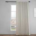 HPD Half Price Drapes - Faux Linen Curtains for Living Room (1 Panel) - 100W X 120L - Extra Wide Textured Room Darkening Curtains for Bedroom 120 Inches Long - Drapes for Home Decor, Birch (100"W x 120"L (Pack of 1))
