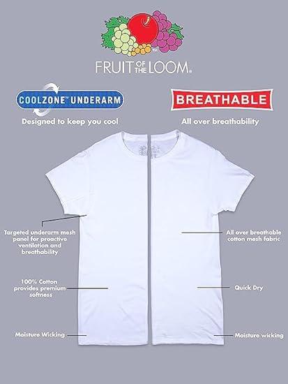 Fruit of the Loom Mens T-Shirts 3-Pack Breathable Cotton Undershirts Tall Man White, 3X-Large Tall