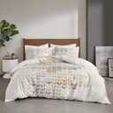 Reversible 100% Cotton Sateen Duvet - Breathable Comforter Cover, Modern All Season Bedding Set with Sham (Insert Excluded), Cape, Chevron Grey King/Cal King(104"x90")