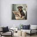 TcnBzydkij Square Canvas Bathroom Decor Rottweiler Dog Wall Decor Poster Animals Reading Newspaper Theme Bathroom Wall Art Print Toilet Wall Decor Home Gift 12x12inch Framed, style-1