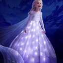 Princess Costume for Girls, RGB LED Light Up Syncs Music App Control, Toddler Princess Dress Up Halloween Costume