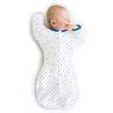 SwaddleDesigns Transitional Swaddle Sack, Arms Up Half-Length Sleeves & Mitten Cuffs, Swaddle for Newborn Transition to Baby Sleep Sack Wearable Blanket, Small, 0-3 month, 6-14 lb, Blue Tiny Triangles