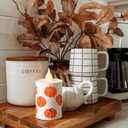 Fall Pumpkin LED Lantern Decor 6.5 in, Battery Operated Autumn Harvest Decorative Lanterns Thanksgiving Standing Porch Halloween Table Indoor Outdoor Decor