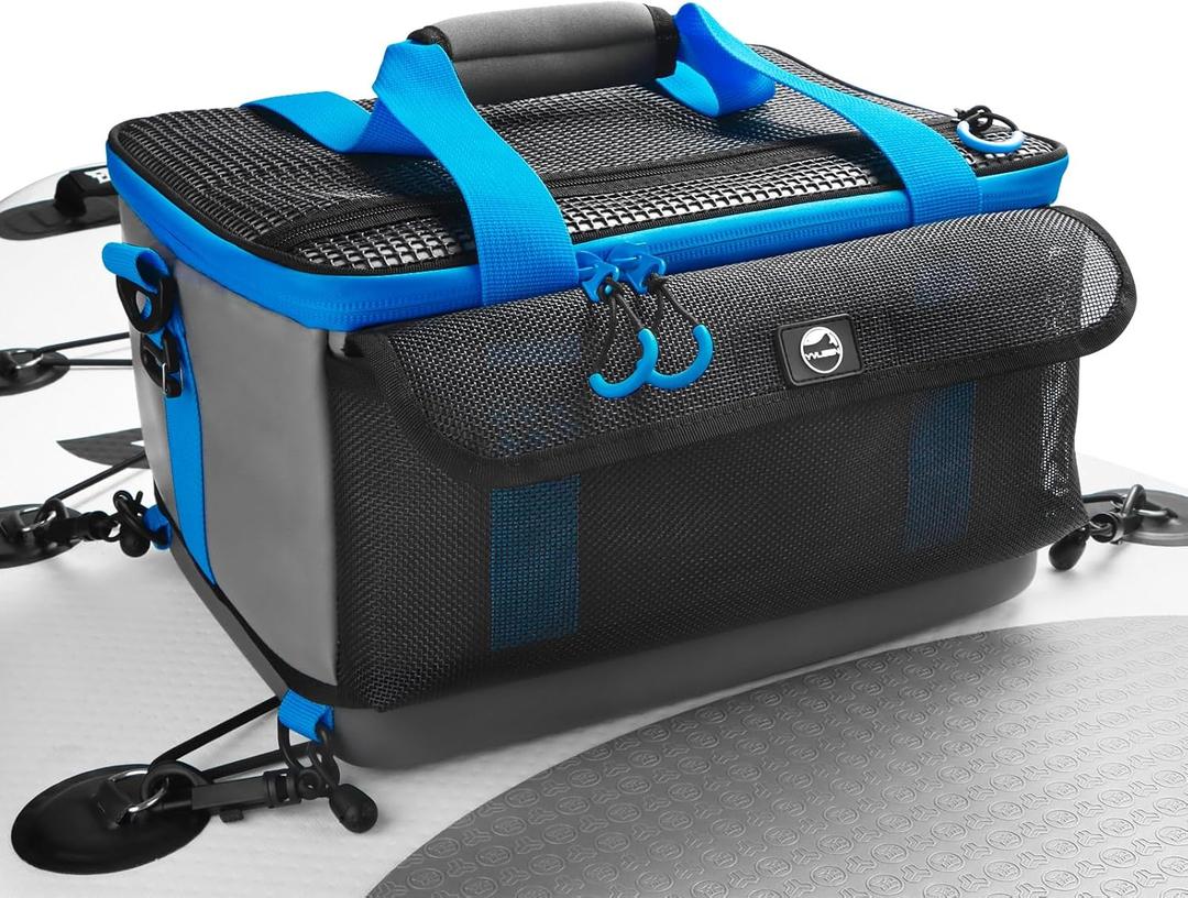 YVLEEN Paddle Board Cooler, Upgraded Waterproof Hard Bottom, SUP Cooler Durable PVC Material Paddle Board Deck Bag with Mesh Front Pocket, Super Capacity for paddleboards and Kayaking Accessories (Sapphire)