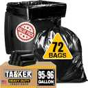 95 Gallon Trash Bags Heavy Duty | Mega-Value Pack 72 Bags | Extra Large Black Can Liners | 90-100 Gallon Trash Bags | 96 Gallon Big Garbage Bags (Black)