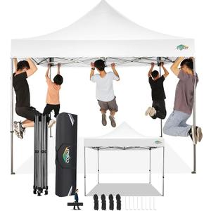 10x10 Pop Up Canopy Without Sidewall,Heavy Duty Canopy UPF 50+ All Season Wind Waterproof Commercial Outdoor Wedding Party Tents for Parties Canopy Gazebo with Carry Bag(10 x 10 ft White)