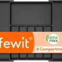 Lifewit Silverware Drawer Organizer, Expandable Utensil Tray for Kitchen, BPA Free Flatware and Cutlery Holder, Adjustable Plastic Storage for Spoons Forks Knives, 15- 27 x 18.5", Black