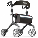 Pelegon Rollator Walker with Seat for Seniors – Lightweight Foldable Walker with Padded Seat & Backrest, Adjustable Handles, Reflective Frame, Carry Bag – Heavy-Duty 300lb Support - Grey