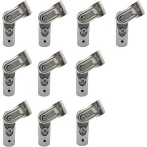 Adjustable 2-Way Pipe Connector, Metal Clamp Fittings, for 1" (O.D. 25.4 mm) Stainless Steel Rail, Chain Link Fence, Bolts and Nuts Included (10 Set)