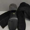 SOVANYOU Black Leather Boots Platform Boots for Women Fashion Square Toe Chunky Block Heeled Boots Side Zip, 9