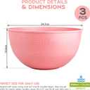 Greentainer 3 Pack Large Plastic Bowls, 135oz Plastic Salad Bowls - Reusable Serving Bowls for Party, Picnic, Entertaining, Kitchen & Outdoor, Microwave & Dishwasher Safe (Pink)