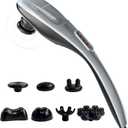 MEGAWISE Handheld Back Massager | Deep Tissue Percussion Massage for Back, Neck, Shoulders, Waist and Legs (Silver Grey) with 6ft Power Cord, Ergonomic Handle