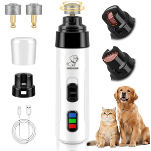 PleySyncz Silent Dog Nail Grinder, Cordless Grooming Pro Nail Grinder, USB Rechargeable Pet Nail Grinder, Painless Paws Grooming for Small Medium Large Dogs & Cats (2 Replacement Heads)