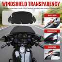 Black 9" Motorcycle Wave Windshield Windscreen Compatible for 2014-2023 Harley Davidson Touring Street Glide Electra Glide Tri Glide FLHX FLHXU FLHTC FLTR FLTR FLHTK FLHXSE