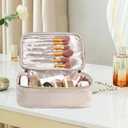 2 x VEELAM Makeup Bag for Cosmetics Organizer, Large Capacity Zipper Make Up Bag with Handle for Travel, Beige