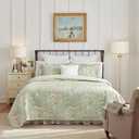 Laura Ashley Home - Queen Quilt Set, Cotton Reversible Bedding with Matching Shams, Bedroom Decor Ideal for All Seasons (Brompton Green, Queen)