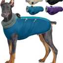 IDOMIK Warm Dog Coat with Harness, Waterproof Reflective Dog Jackets for Small Medium Large Dogs, Fleece High Collar Winter Jacket with Zipper, Pet Winter Snowsuit Clothes for Cold Weather,Blue XL (XL(Neck Girth:20.5"))