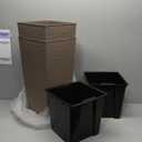 Mueller M-Resin Heavy Duty Tall Planters for Outdoor Plants, Indoor Grande Plant Pots, Boxes, Trees, Flower Pots, 2-Piece Set, 24, Modern Design, Built-in Drainage, Front Porch Decor, Mocha (24 x 11.5")