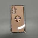 LeYi for Galaxy A36-5G Phone Case: 2 Pack Tempered Glass Screen Protector and 360 Rotatable Ring Holder Magnetic Kickstand, Plating Rose Gold Edge for Samsung A 36 5G Case, Pink