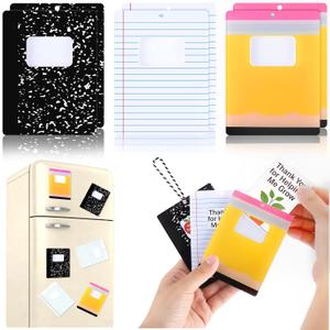 6 Pcs End of Year Teacher Gift Card Holder Bulk Magnetic Back to School Teacher Appreciation Gift Card Sleeves Acrylic Composition Notebook Pencil Graduation Cash Money Holders