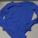 Artfish Women's Round Neck Long Sleeve Knit Ribbed Fitted Crop Top Casual Basic Shirts (Medium, Royal Blue)