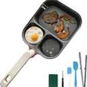 Titanium Non-Stick Divided Egg Frying Pan, 3-Section Breakfast Pan with Heat-Resistant Handle, 9.25 Inch, Compatible with All Stovetops, PFOA/PTFE Free, Recyclable Box (Deepened)