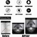 Tree of Life Dishwasher Cover Magnet Decor,23x26inch Large Polishing Metal Dishwasher Front Door,Black Kitchen Dishwasher Decal,Tree Refrigerator Panel,Sliver Metal Magnetic Dishwasher Sticker