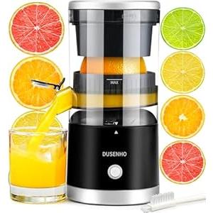 Electric Citrus Juicer Rechargeable - Electric Juicer Machines with USB and Cleaning Brush Portable Compact Juicer for Orange, Lemon, Limes (Black)