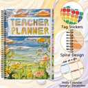 Teacher Planner Book for Yearly, Weekly & Monthly Lesson Planner, January-December Yearly Planner A4 Size with Checklist, Notes, School Teacher Supplies for Classroom Organization - Oil Painting