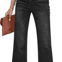 GRAPENT Womens Flare Jeans High Waisted Wide Leg Baggy Jean for Women Stretch Denim Pants (XX-Large, Soft Black)