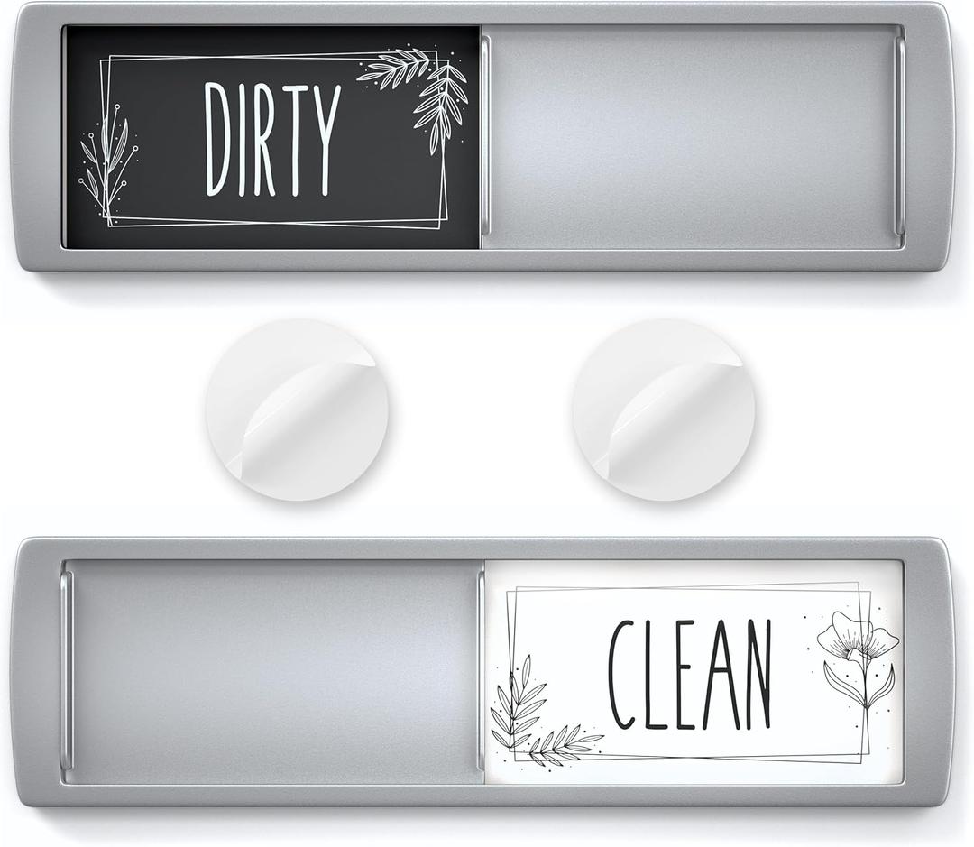 ASSURED SIGNS Stylish Clean Dirty Magnet for Dishwasher 7 x 2 Inch - Non-Scratch Dishwasher Magnet Clean Dirty Sign for Kitchen with Sliding Indicator - Promotes Family Routines and Organization