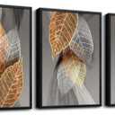 Black Framed Canvas Wall Art For Living Room Wall Decorations For Kitchen Bedroom Wall Decor Abstract Leaves Painting Inspirational Pictures Artwork Bathroom Home Decor of 3 Piece Framed Art Prints