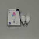 Lightinginside E12 Smart Light Bulbs 60W Equiv., Work with Alexa/Google Home/Smart Life, 500LM 6W RGBCW Candle Candelabra LED Light Bulbs, No Hub Required, 2.4G WiFi Bluetooth Bulb, ETL Listed, 2PCS (Multicolor)