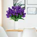 Sggvecsy 30 Pcs Fake Tulips Artificial Flowers Real Touch PU Faux Flowers Tulip Stems for Wedding Spring Bouquet Floral Arrangement Home Party Office Decorations for Mother's Day (Purple)