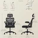 VASAGLE Ergonomic Mesh Office Chair with Adjustable Lumbar Support and Headrest, 90-105 Tilt Function, Wide Seat, FlipUp Armrests, Computer Desk Chair for Home Office, Ink Black UOBN044BH01S, 24.4"D x 24.4"W x