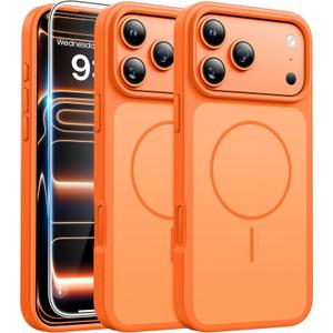 FNTCASE for iPhone 17 Pro-Max Case: Magnetic Phone Cases with Screen Protector Compatible with Magsafe Slim Rugged Shockproof Protective Dual-Tone Design Cell Cover