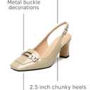 Slingback Heels Square Toe Block Heels 2.5 Inch | 2.5 Inch Closed Toe Chunky Block Heel Pumps Comfortable Casual Party Dress Shoes, 9
