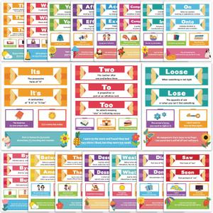 18Pcs Commonly Confused Words Posters Educational Grammar ELA Posters Language Rules Classroom Must Haves for Teacher Student Elementary Middle School Homeschool Writing Center Wall Art Prints