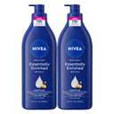 NIVEA Essentially Enriched Body Lotion for Very Dry Skin with Hyaluronic Acid, Almond Oil and Deep Nourishing Serum, 72Hour Body Moisturizer, 16.9 Fl Oz Pump Bottle, Pack of 2
