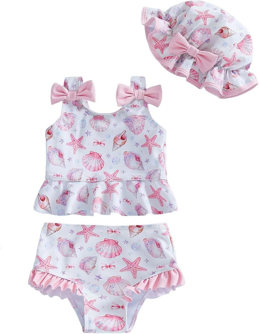 DivingBirds Baby Girl Swimsuit, 2-Piece Tankini, 12-18 M